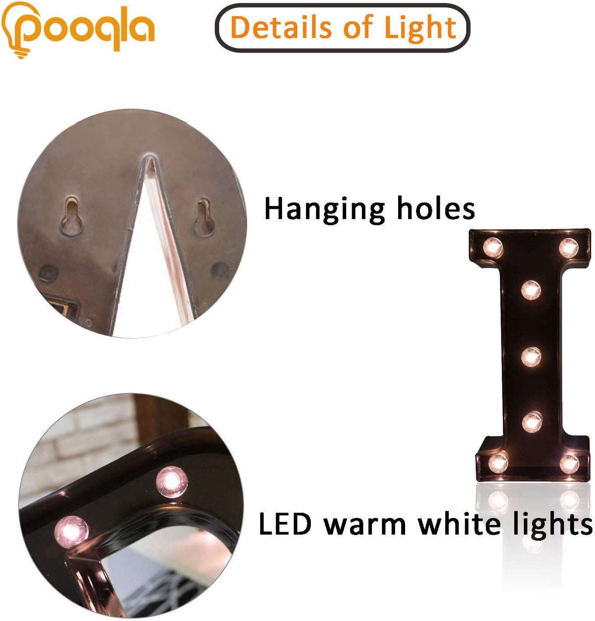Pooqla Decorative LEDs Illuminated Letter Marquee Sign - Alphabet Marquee Letters with Lights for