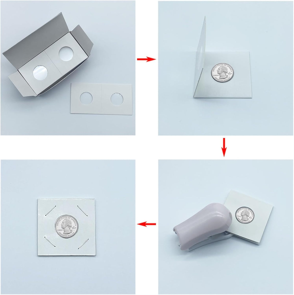 200 PCS Premium Cardboard Coin Flips 2 x 2 inch Coin Collection Supplies for Large Dollar, Mylar
