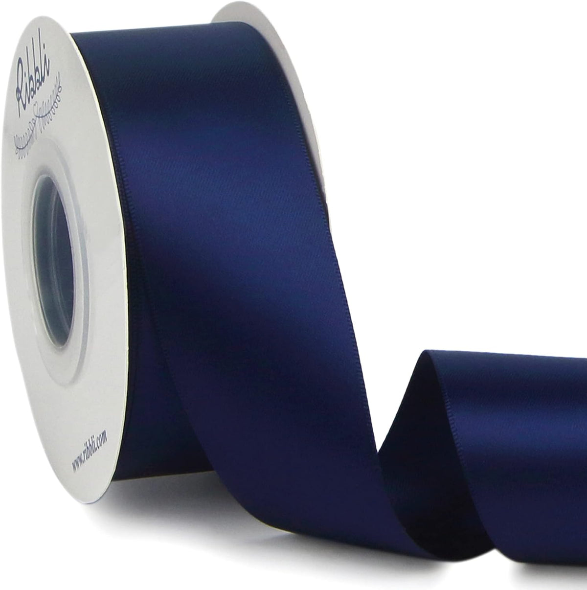 Ribbli Navy Double Faced Satin Ribbon,1-1/2” x Continuous 25 Yards,Use for Bows Bouquet,Gift