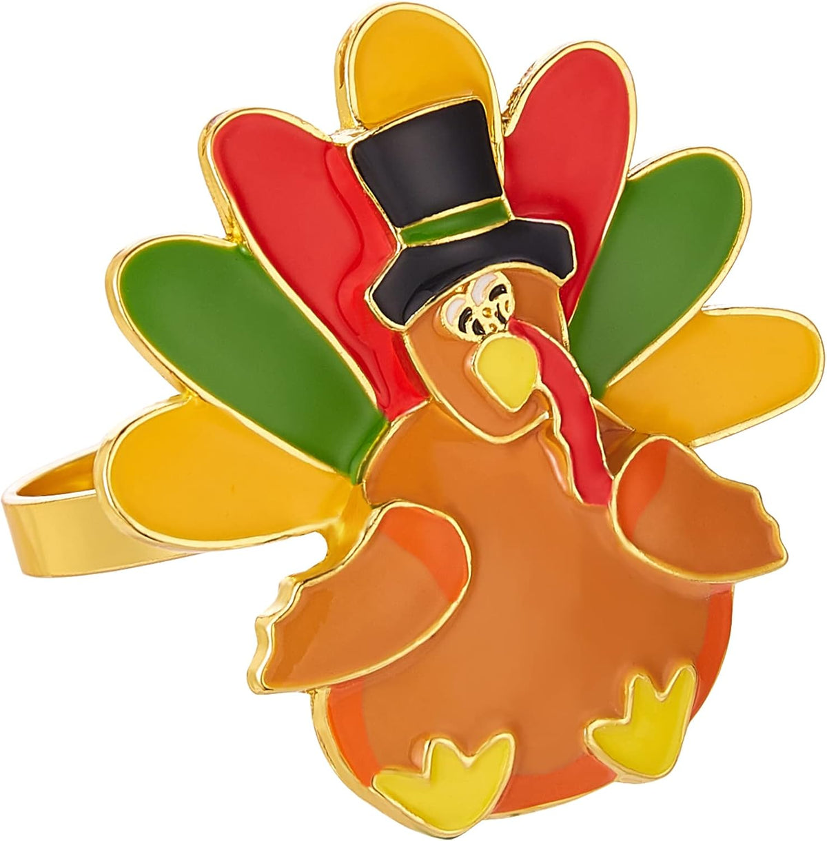 Halatool 8 PCS Thanksgiving Day Turkey Napkin Ring Funny Metal Festival Napkin Holders for Dinner