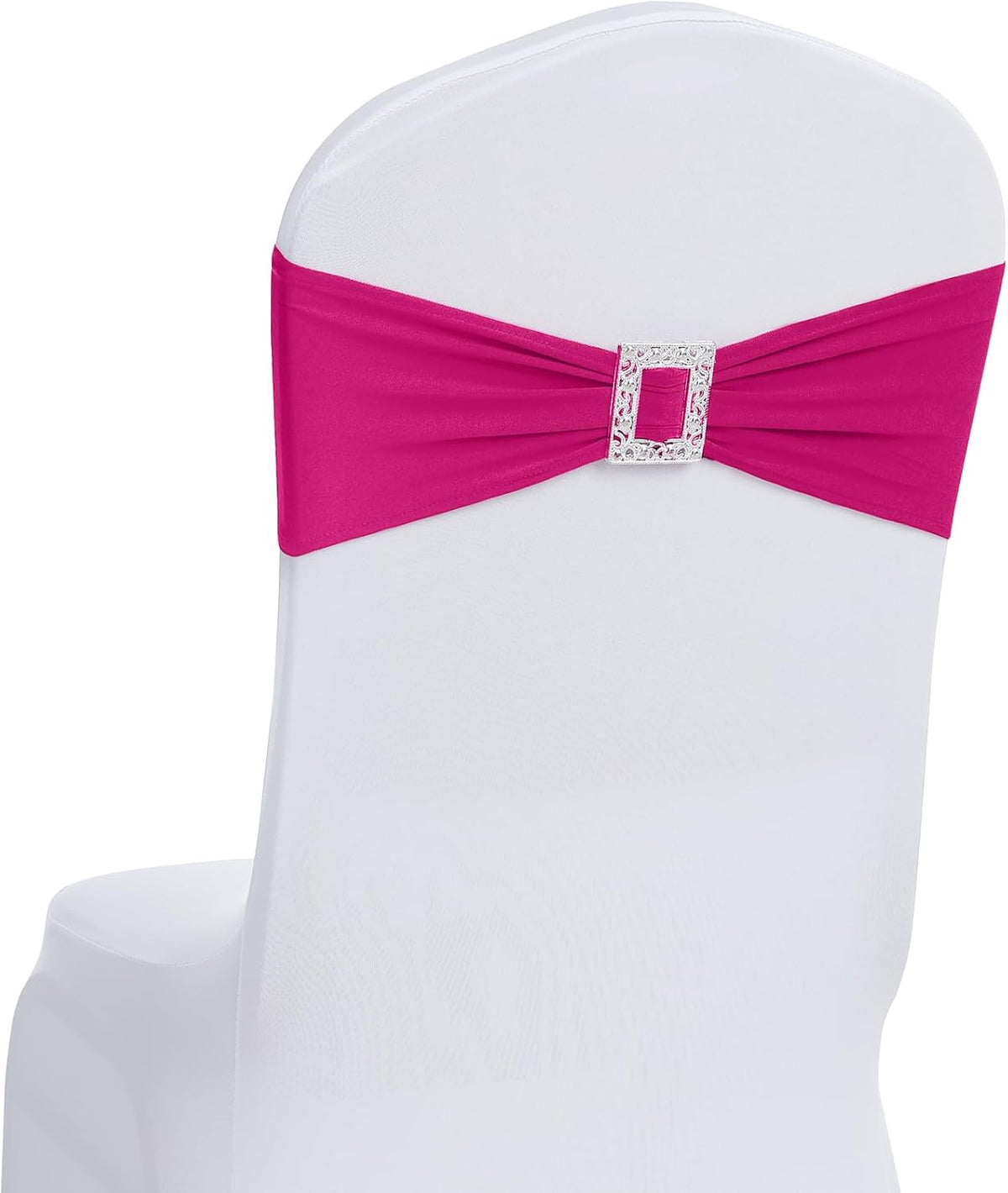Joccun 120 PCS Spandex Chair Sashes Bows Stretch Chair Cover Band with Buckle Slider Universal