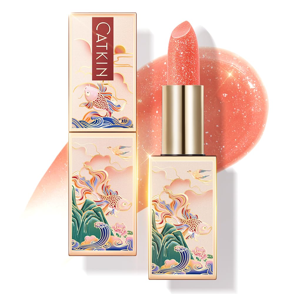 CATKIN Tinted Lip Balm Glitter Lip Stain Ultra Hydrating Lip Moistrurizer Lip Care with Vitamin E