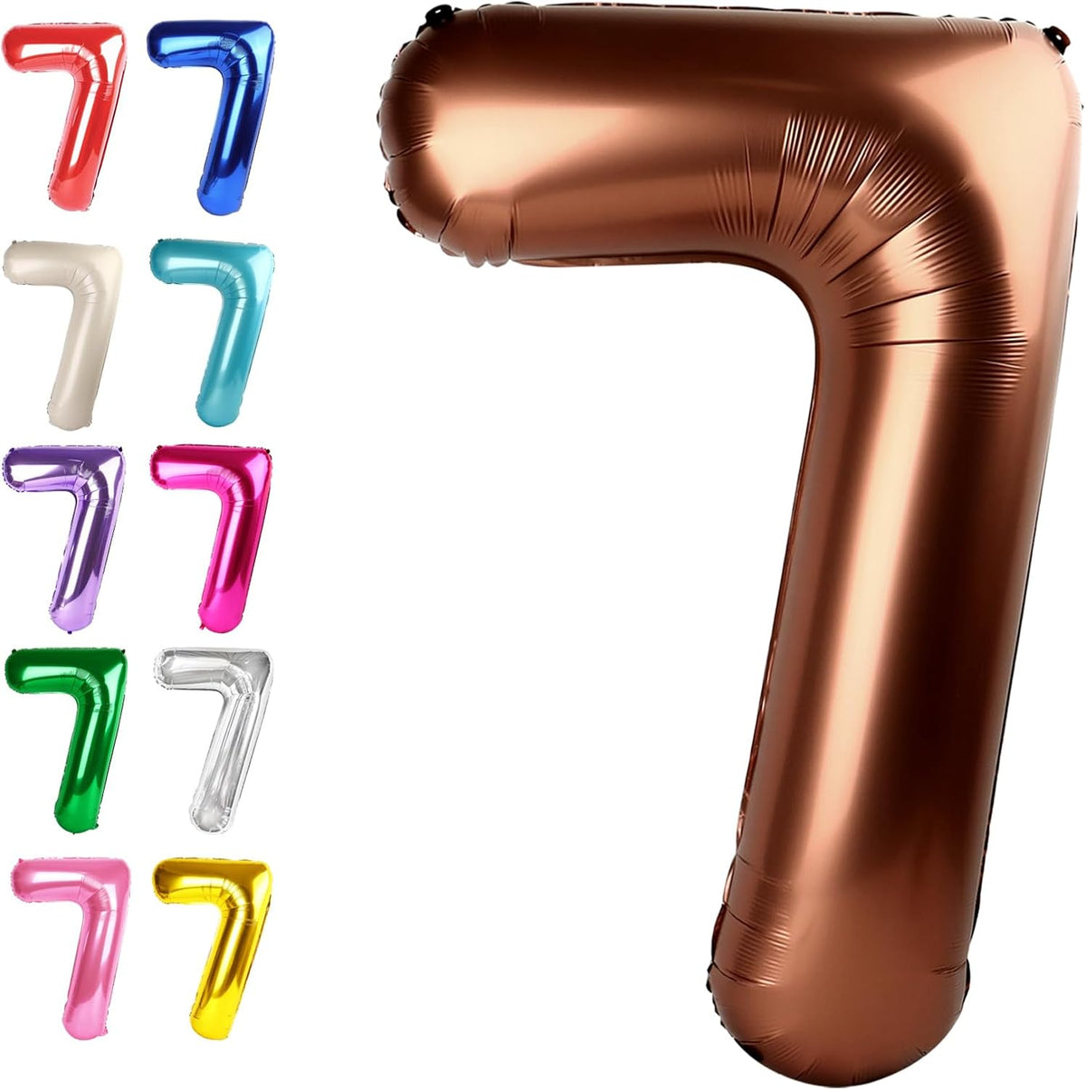 Digital Number 7 Dark Brown Birthday Balloon 40 Inch, Foil Balloons for 7 17 27 70 77 Party