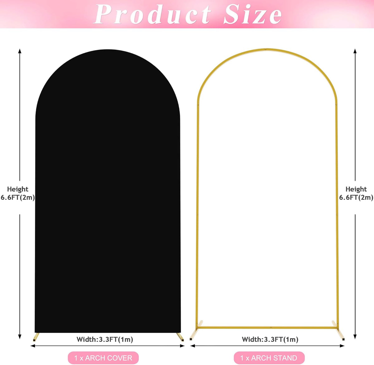 Wokceer 6.6 FT Wedding Backdrop Arch Stand and Arch Cover Metal Arch Stand with Arch Stand Cover