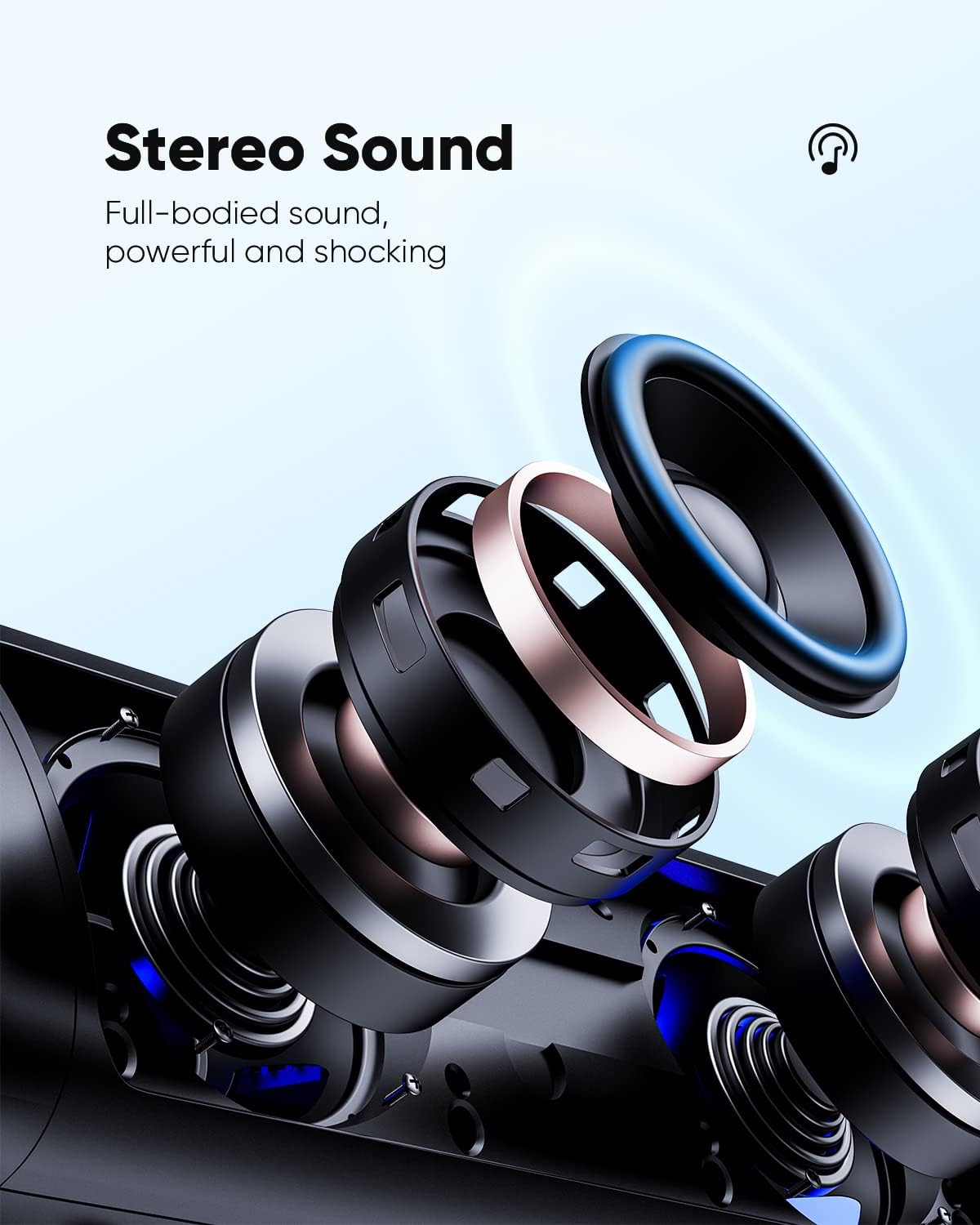 Bluetooth Speaker with HD Sound, Portable Wireless, IPX5 Waterproof, Up to 20H Playtime, TWS