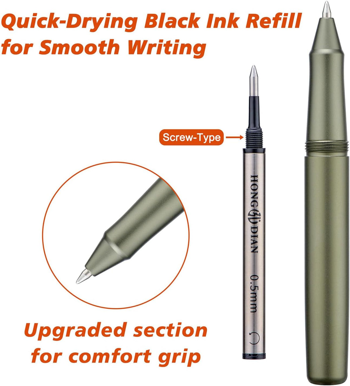 Hongdian M2 Black Forest Mini Rollerball Pen, Fine Point 0.5mm, Sleek Aluminium Pocket Pen with