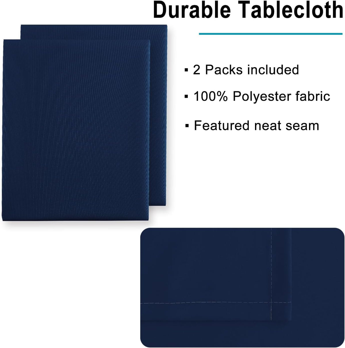 Hiasan 2 Pieces Square Tablecloth - Waterproof Washable Polyester Table Cloth for Dining Room