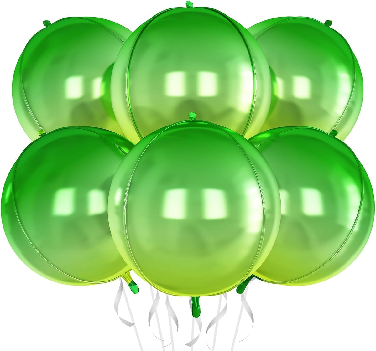 6Pcs Gradient Green Round Foil Balloons,Giant 4D Round Ball Balloon,22 Inch Green Balloons for