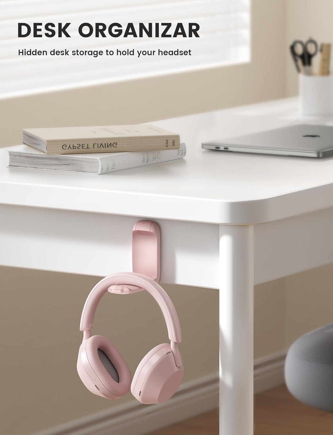 Lamicall Headphone Stand, Sticky Headset Holder - Foldable Headphone Holder Hook Mount, Adhesive