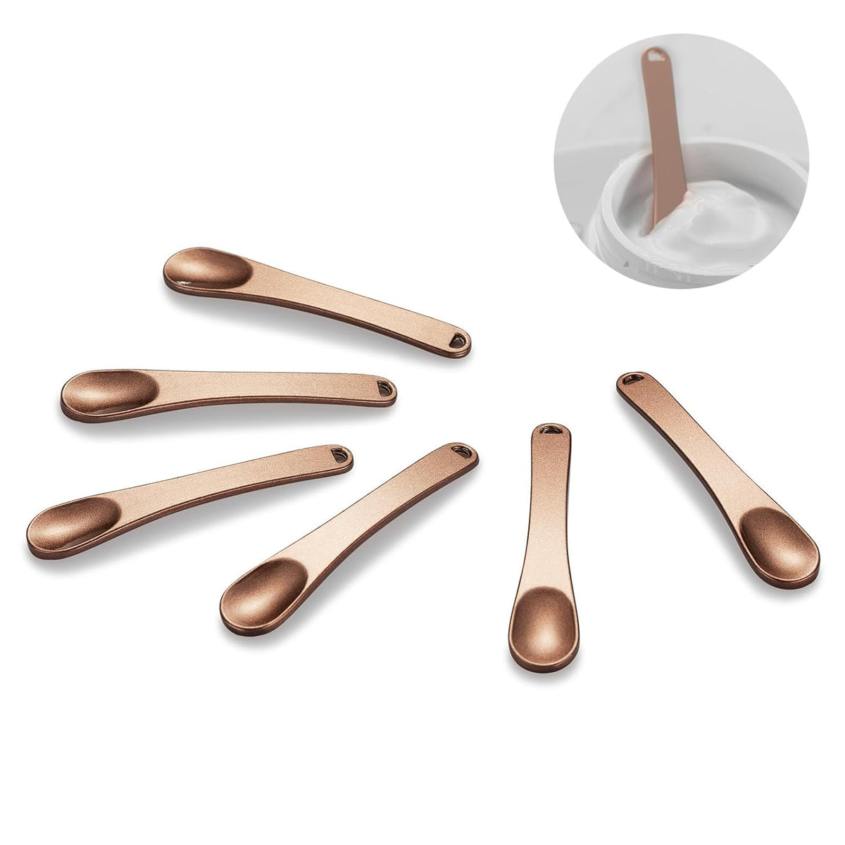 Tekson 6 Pieces Metal Cosmetic Skincare Spatula, Mini Mask facial Reusable Scoop, Makeup Beauty