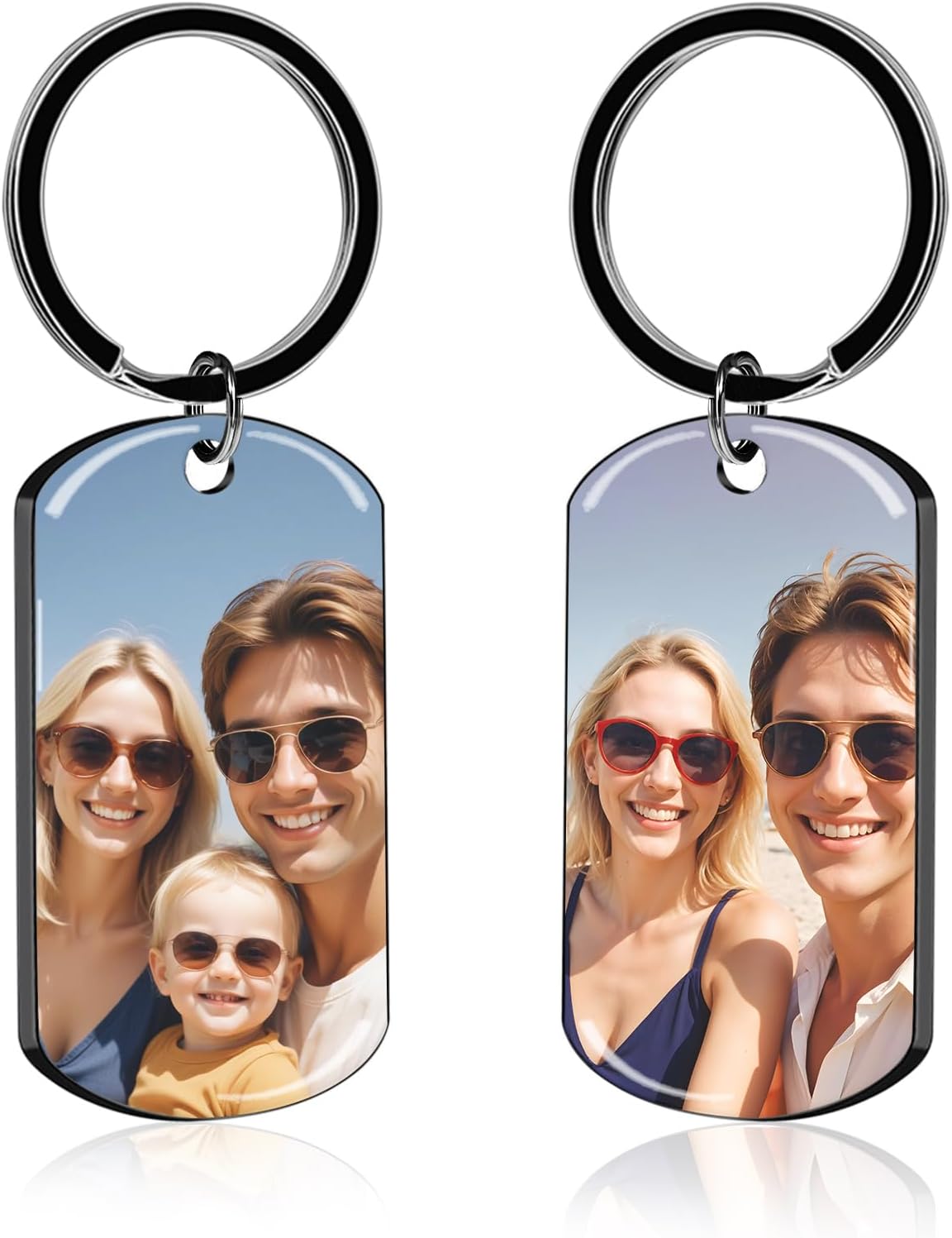 Custom Keychain with Picture - Personalized Photo LOGO Text Customized Key Chain for Boyfriend Dad