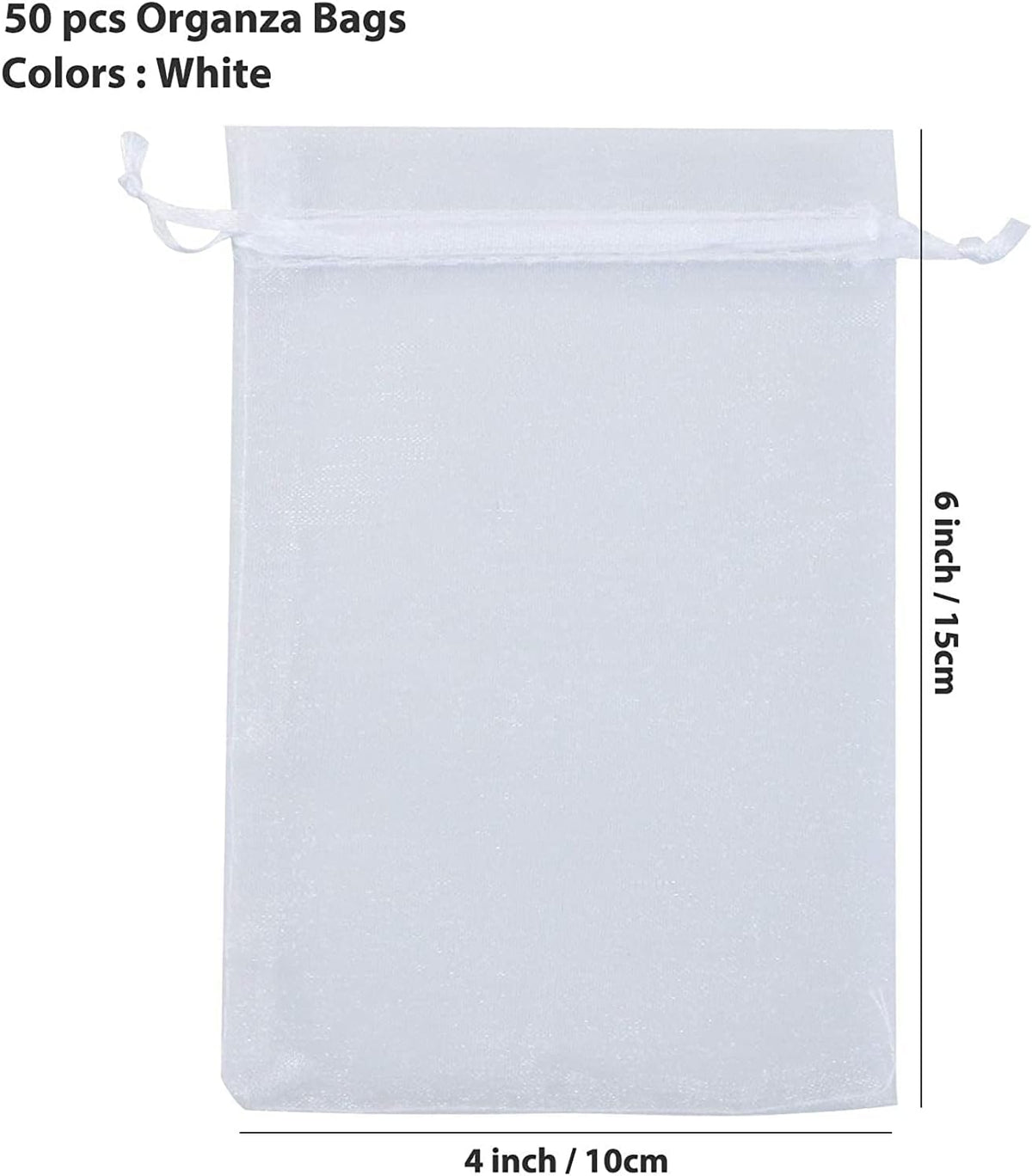 ANZNKU 50 Pack Organza Bags 4 x 6 inch Small Bags, Favor Bag, Sheer Mesh Bag, White Gift Pouches
