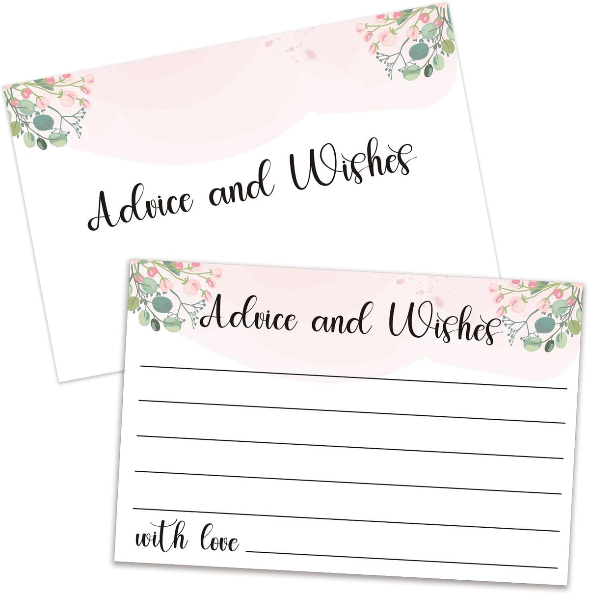 Floral Advice and Wishes Cards, Double-sided Blank Cards Suitable for Weddings, Bridal Showers, Mr