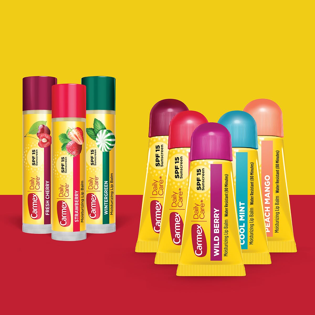 Carmex Daily Care and Daily Care Minis Moisturizing Lip Balm Pack, SPF 15, Multi-Flavor Lip Care