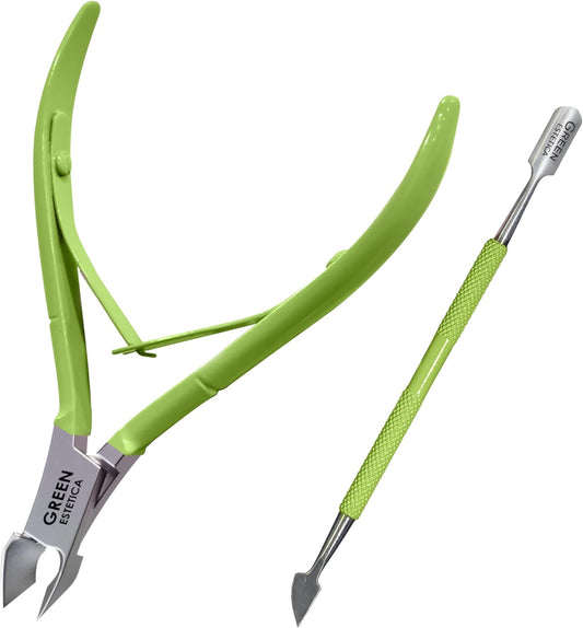 Professional Cuticle Trimmer with Cuticle Pusher Nail Cuticle Remover Nipper Silver Stainless Steel