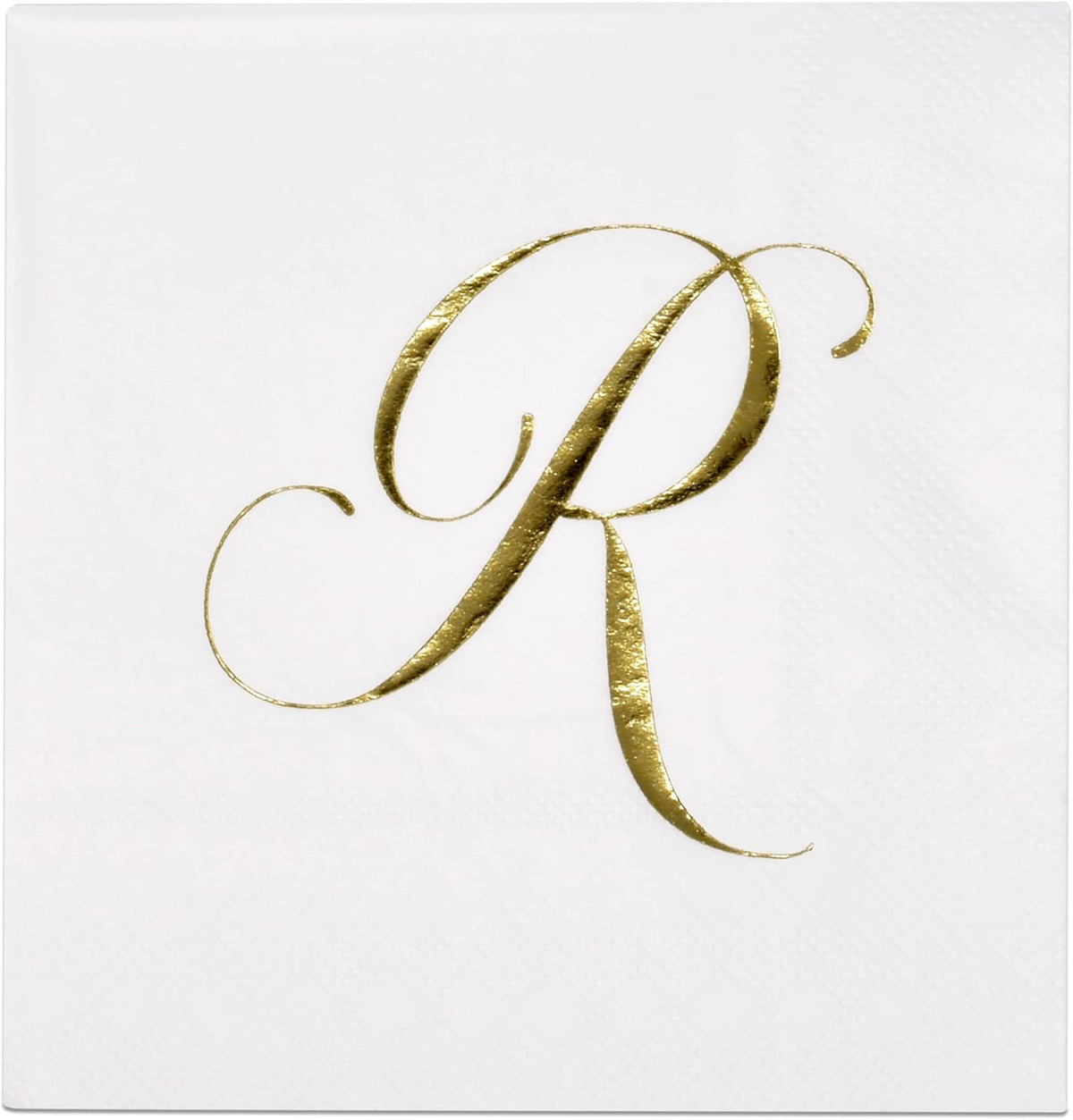 Gift Boutique 100 Gold Monogram Cocktail Napkins Letter R Disposable Paper Pack Elegant Metallic
