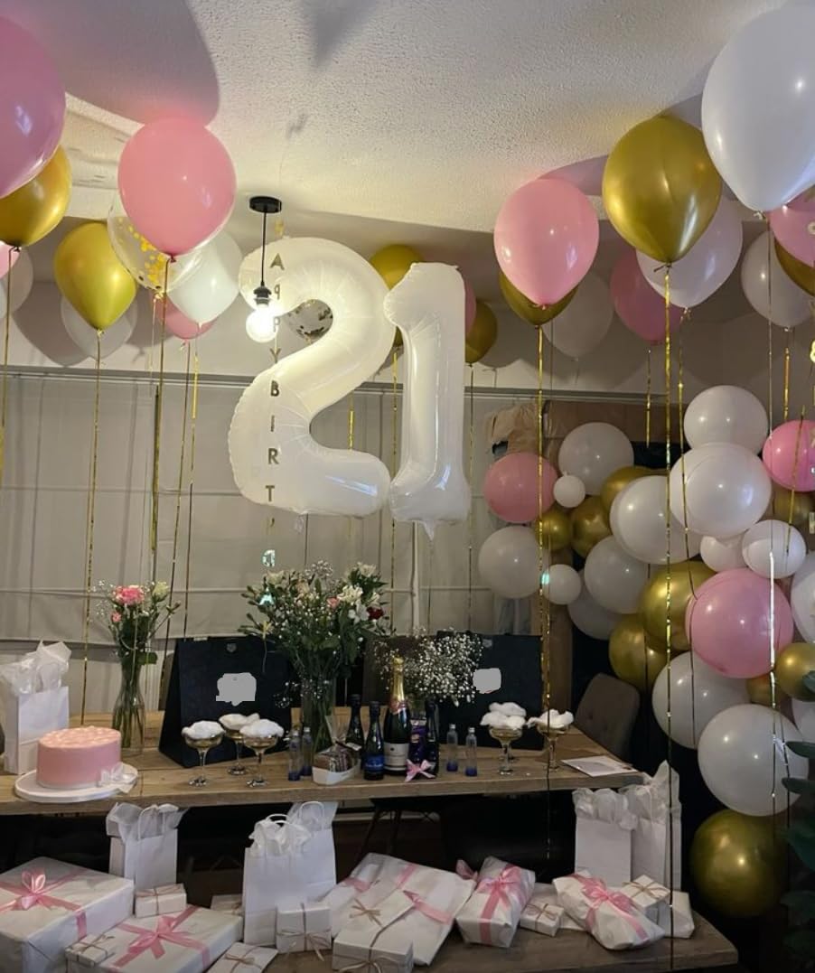 White 40 Inch Big Number Balloon Birthday Decoration, Number 2 Helium Balloon 12 20 22 23 24 26