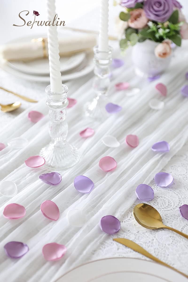 Serwalin 300Pcs Silk Rose Petals Artificial Flower for Weddings Proposal - Purple Pink for Romantic