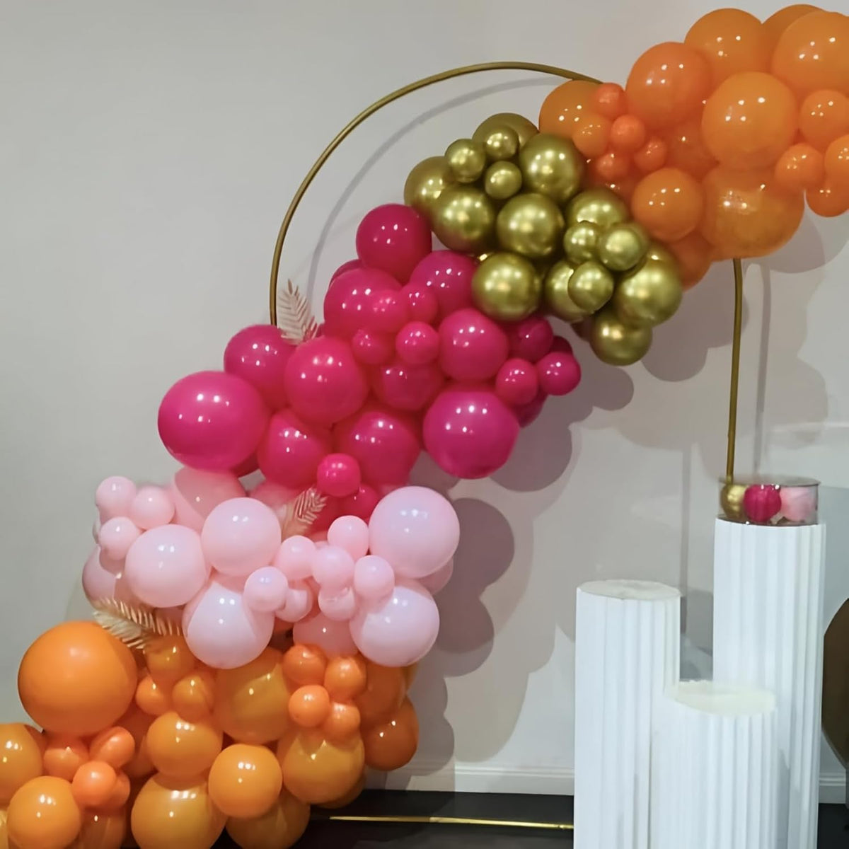 Hot Pink and Orange Gold Balloons 12inch 60pcs Light Pink Metallic Gold Helium Latex Balloon for