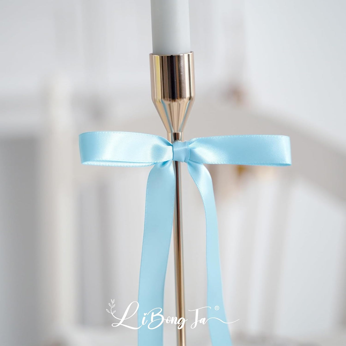 50 PCs Blue Bow 5 Inch Long Tail Bows for Gift Wrapping, Easter Bow Party Decorations, Twist Tie
