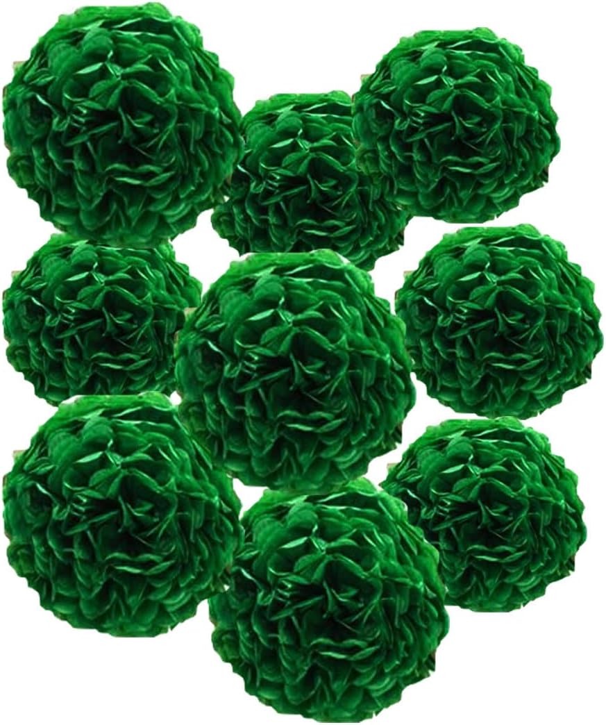 12pcs 10in 12in Dark Green Pom Poms Tissue Paper Flower Hanging Balls Wedding Party Decorations DIY