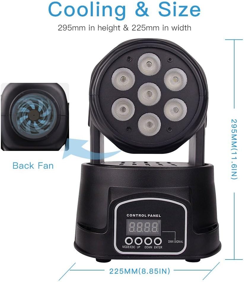 BETOPPER DJ Lights Moving Head, 7x8W RGBW Sound Activated/DMX Lighting, Moving Head Lights for