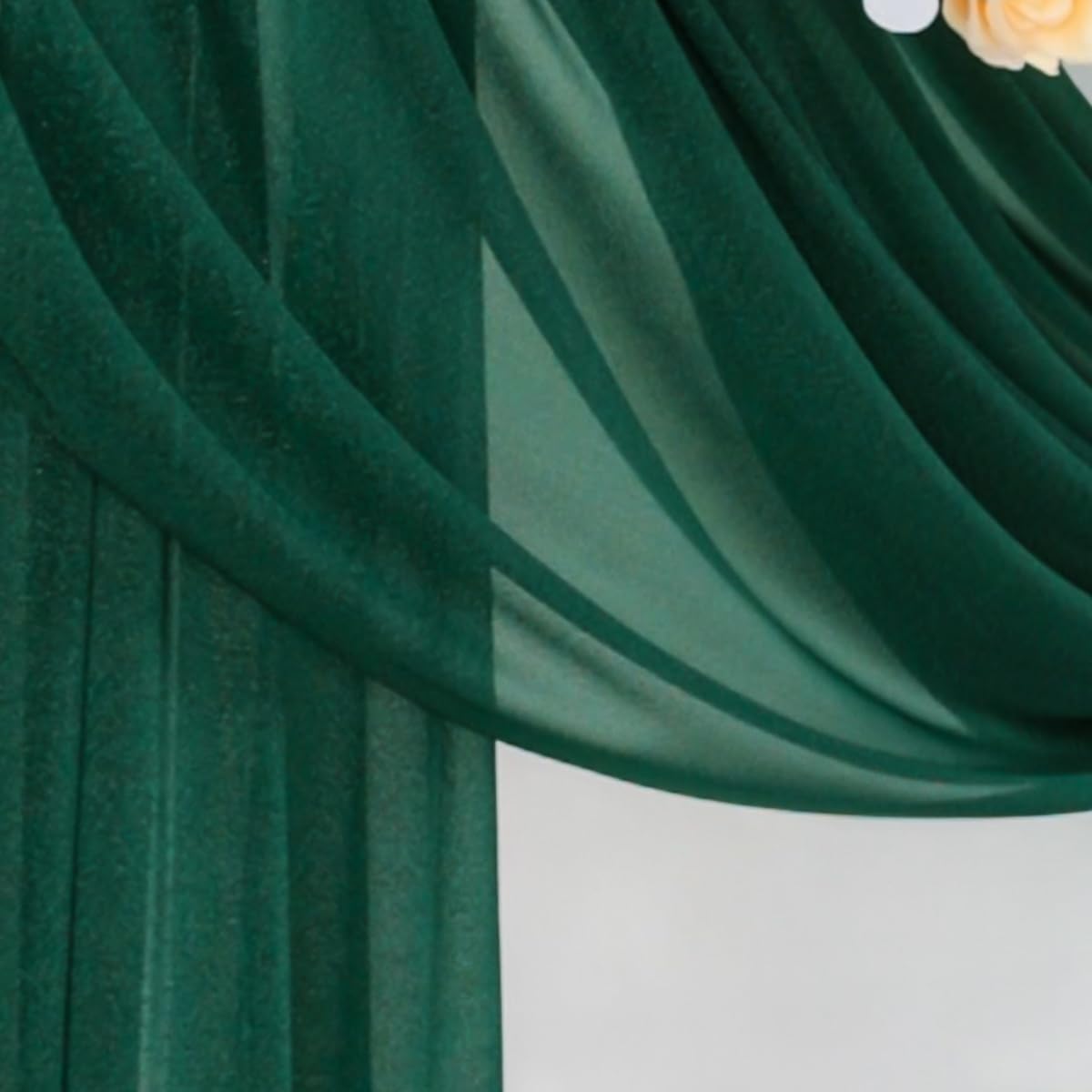 Emerald Green Wedding Arch Draping Fabric 2 Panels 29" x 20 FT Wedding Drapes for Backdrop Sheer