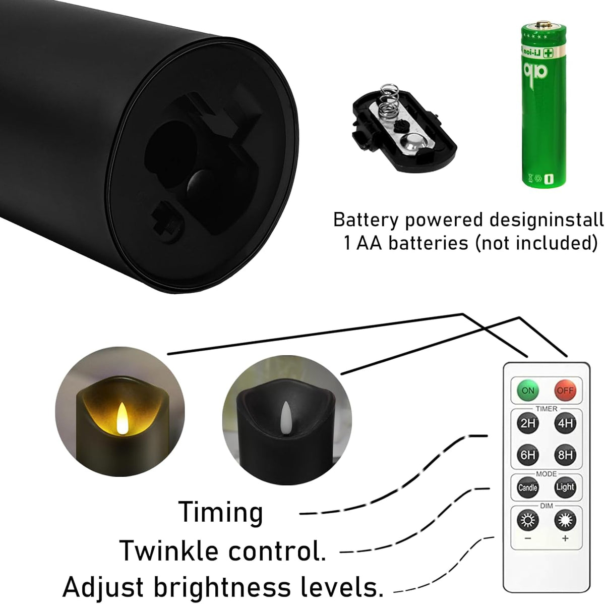 Flickering Flameless Candles, Battery Operated Acrylic LED Pillar Candles with Remote Control and