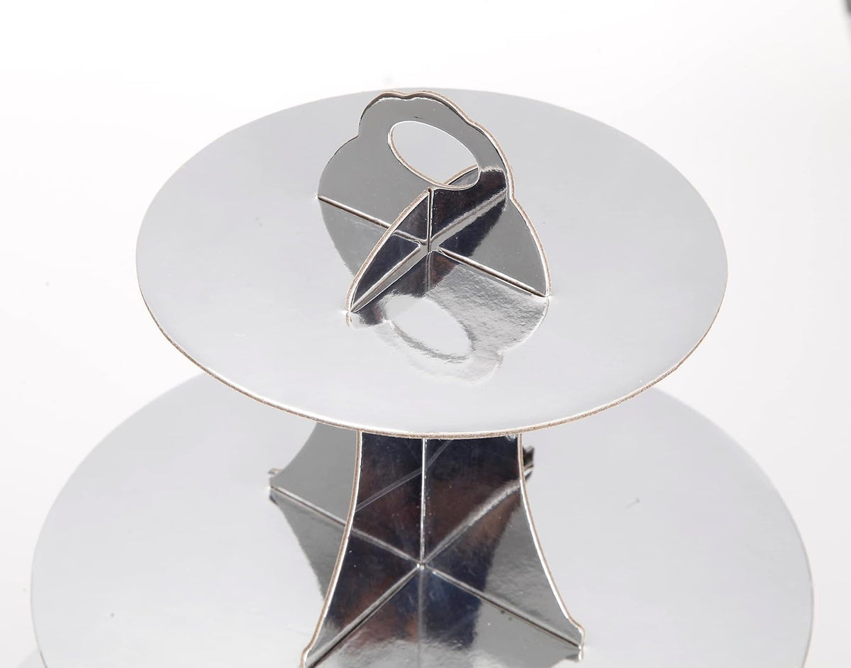 3-Tier Cupcake Stand, Sliver Cardboard Cake Stand Holder, Tiered DIY Cupcake Stand Tower for