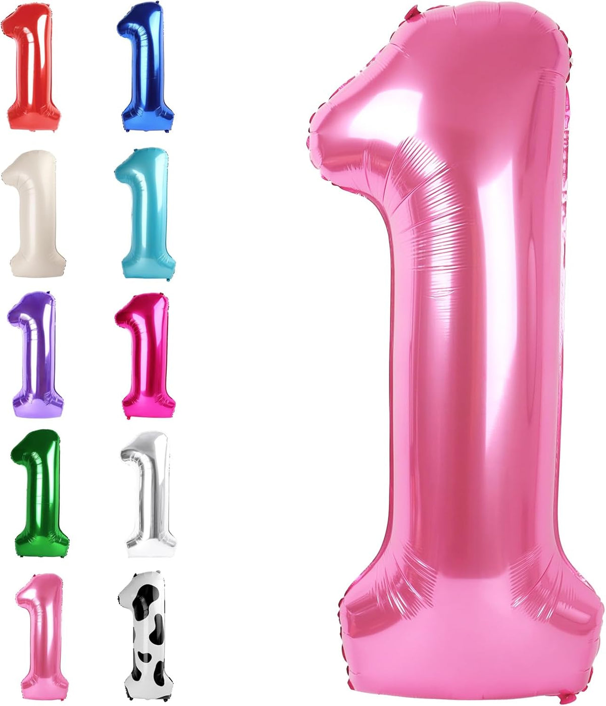 Pink Number 1 Balloon 40 inch, Number 1 Birthday Balloon for Boy Girl, Pink Foil One for 1st 10 11