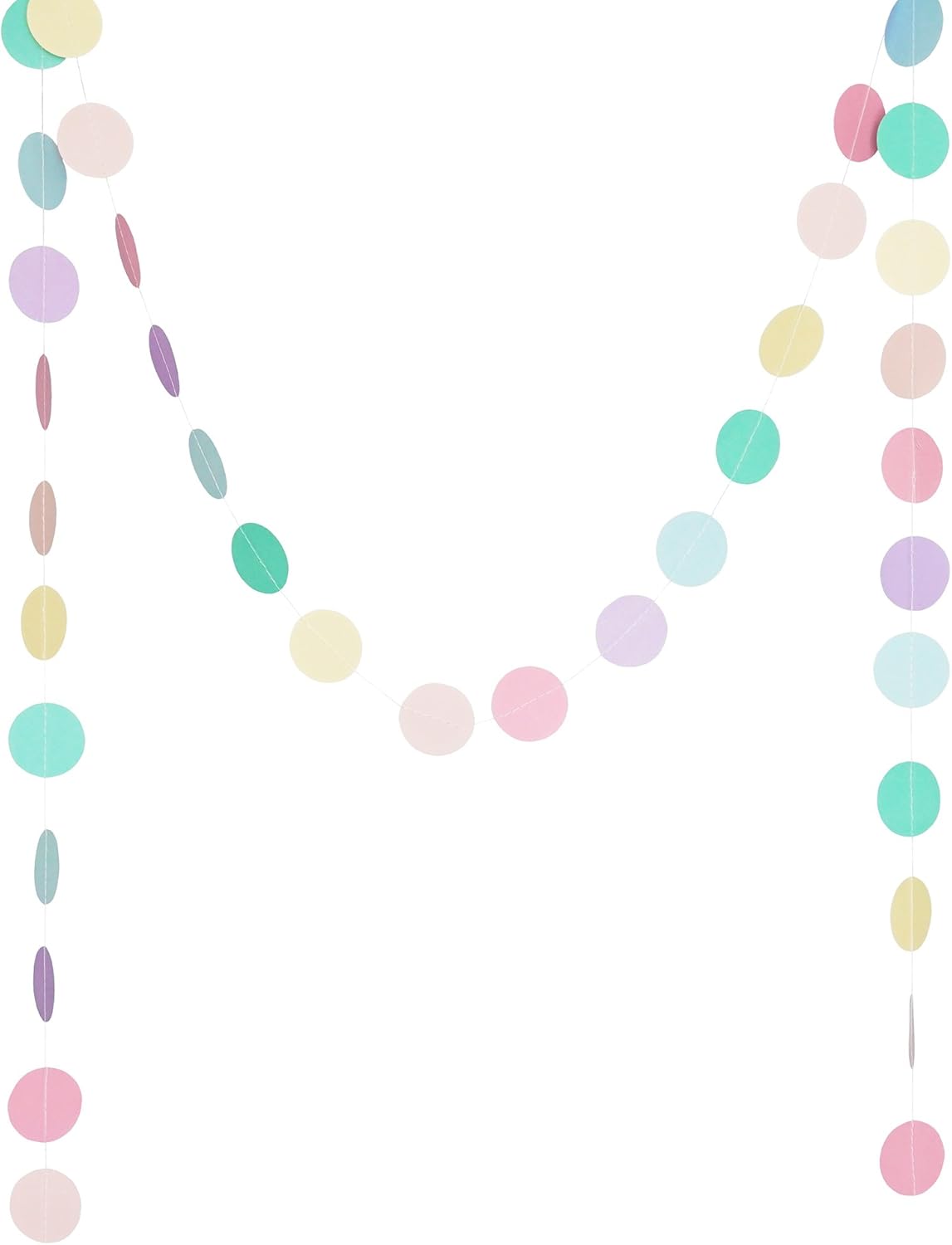 Chloe Elizabeth Circle Dots Paper Party Garland Streamer Backdrop (4-Pack, 10 Feet Per Garland, 40