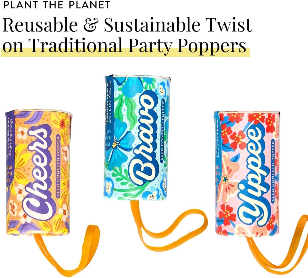 Modern Sprout Seed Confetti Poppers with Flower Seeds - Party Favors for Outdoor Weddings