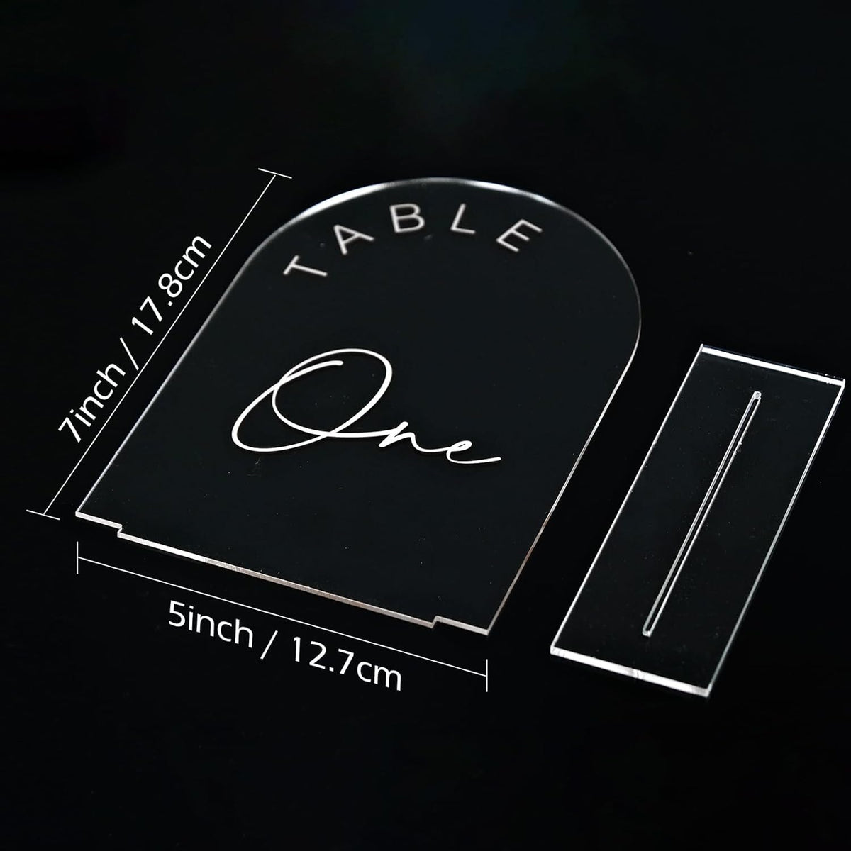 JINMURY Clear Arch Wedding Table Numbers 1-10 with Stands, 5x7 Inch Acrylic Arch Sign with White
