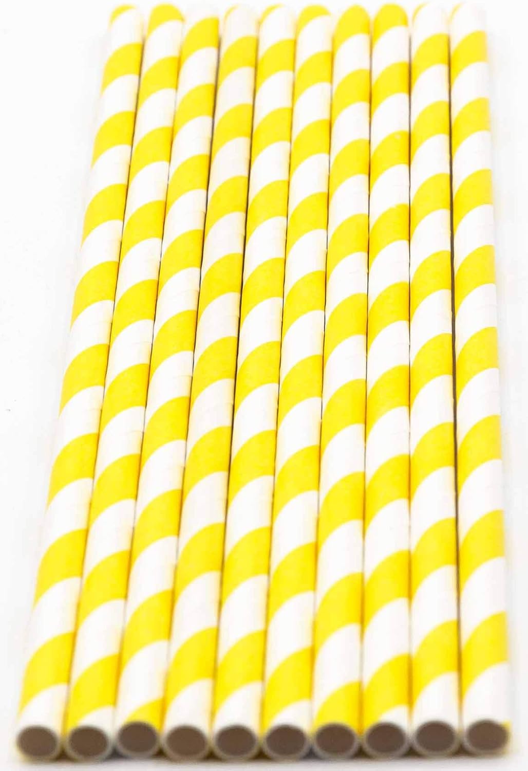 Pack of 150 Yellow Swirls Biodegradable 4-Ply Paper Drinking Straws (Compostable, Non-toxic