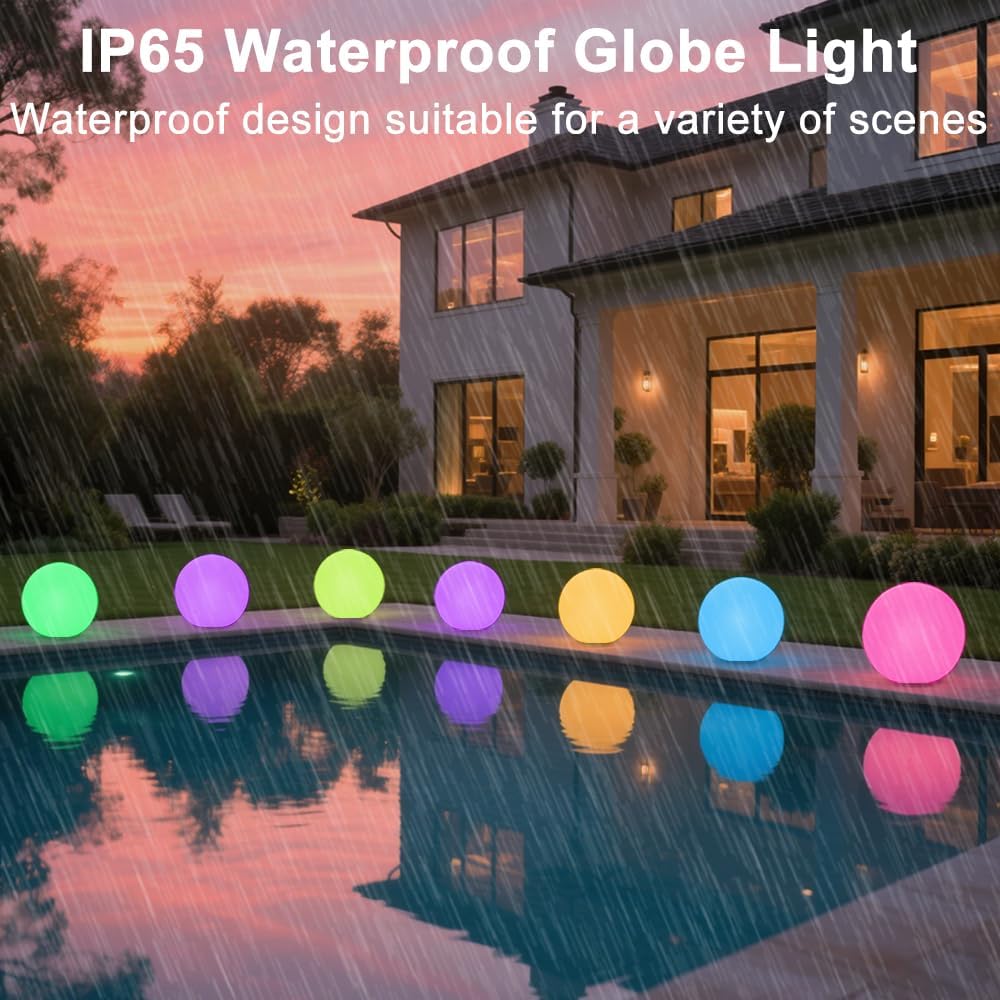 10-in Glowing LED Ball Light, Dimmable 16 RGB Color 4 Mode Glowing Orb Lights w/Remote