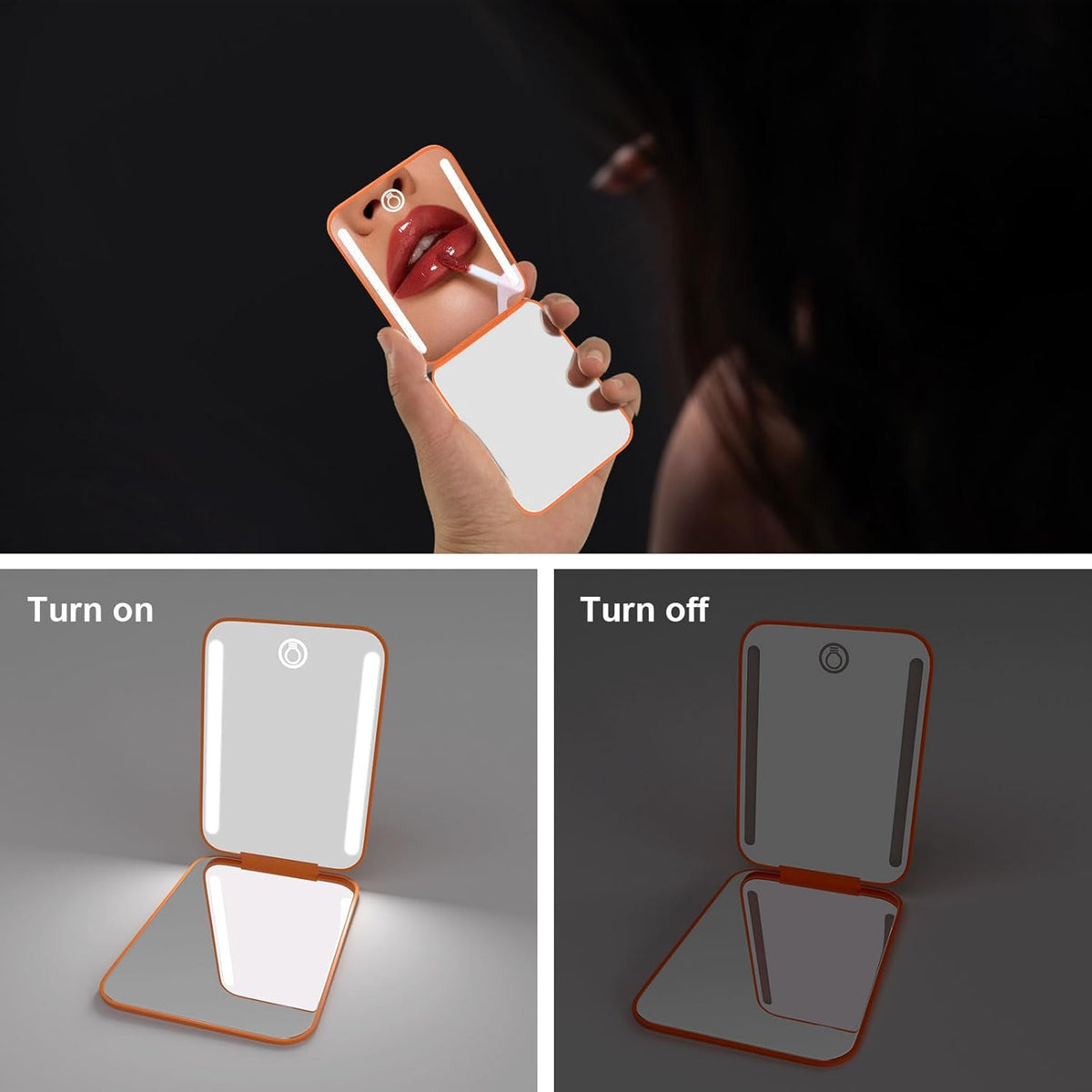Kintion Rechargeable Pocket Mirror, Double Sided 1X/3X Magnification Compact Vanity Mirror, 3 Color