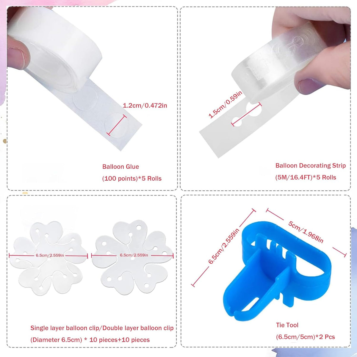 Balloon Arch Garland Kit, 82ft Balloon Garland Strips - 500Pcs Glue Point Dots Tape - 20 Balloon