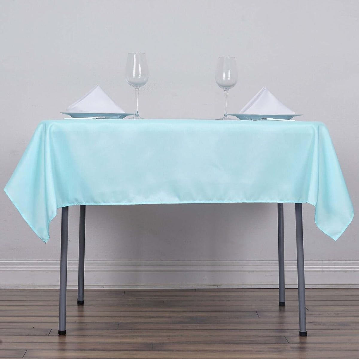 Efavormart 54x54 Light Blue Wholesale Linens Seamless Polyester Square Linen Tablecloth for Wedding