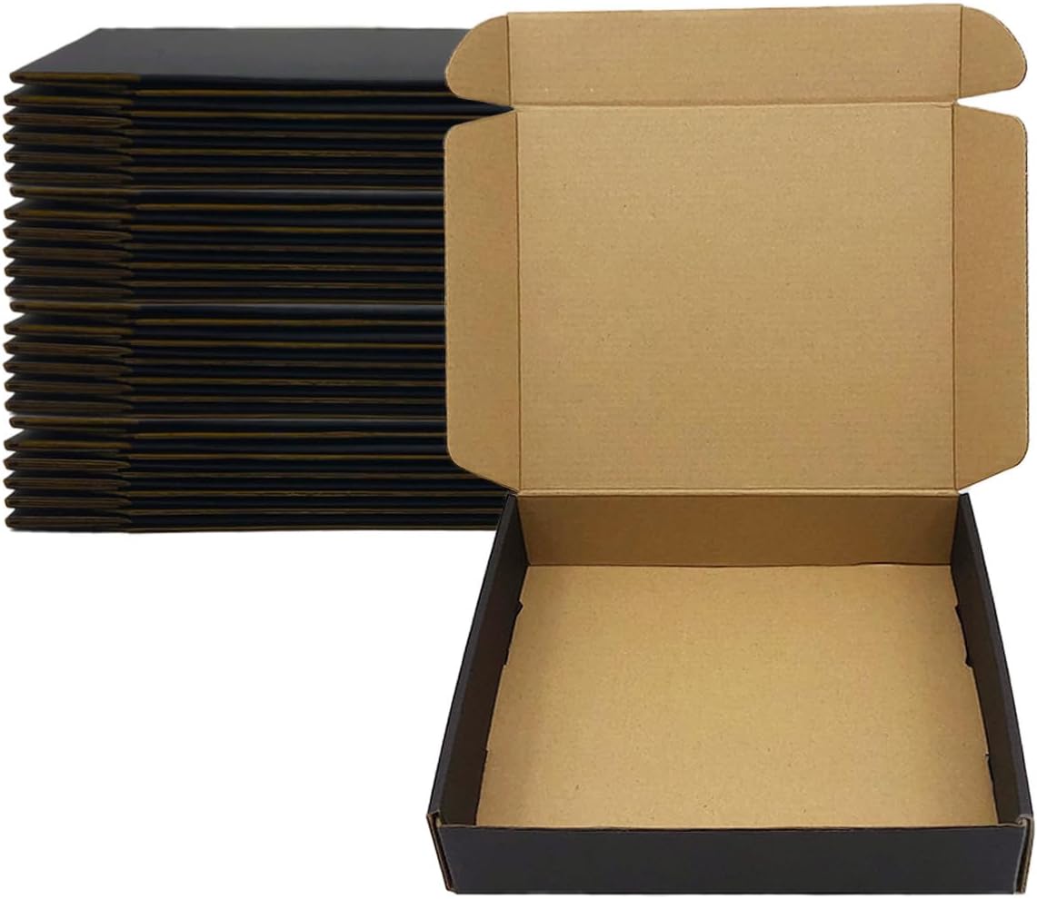 24 Pack 13x10x2 Inches Black Shipping Boxes，3 Layers Corrugated Cardboard Box, Mailer Boxes for
