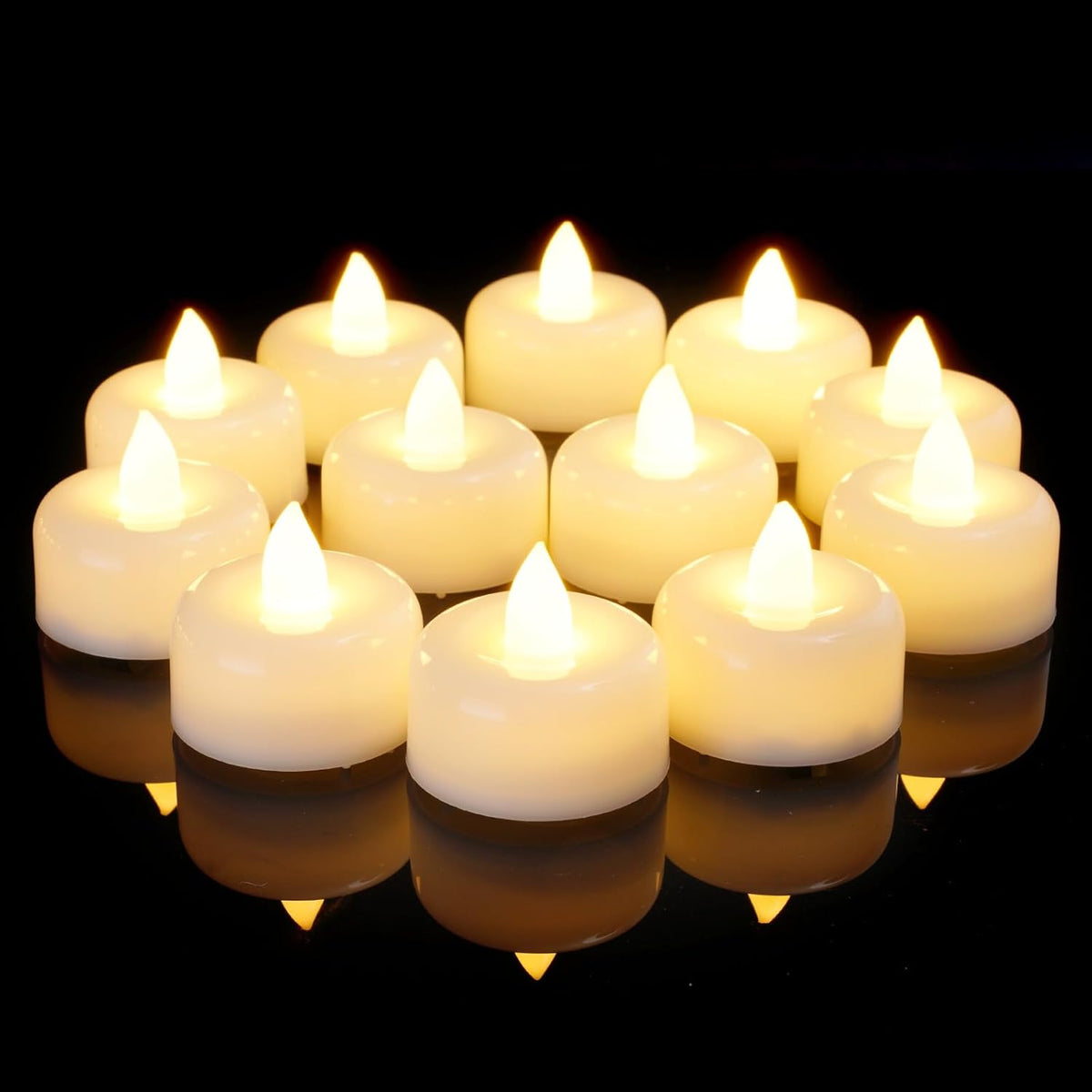 Amagic 24Pack Flameless LED Tea Lights Candles Battery Operated, Electric Fake Tealight Candles for