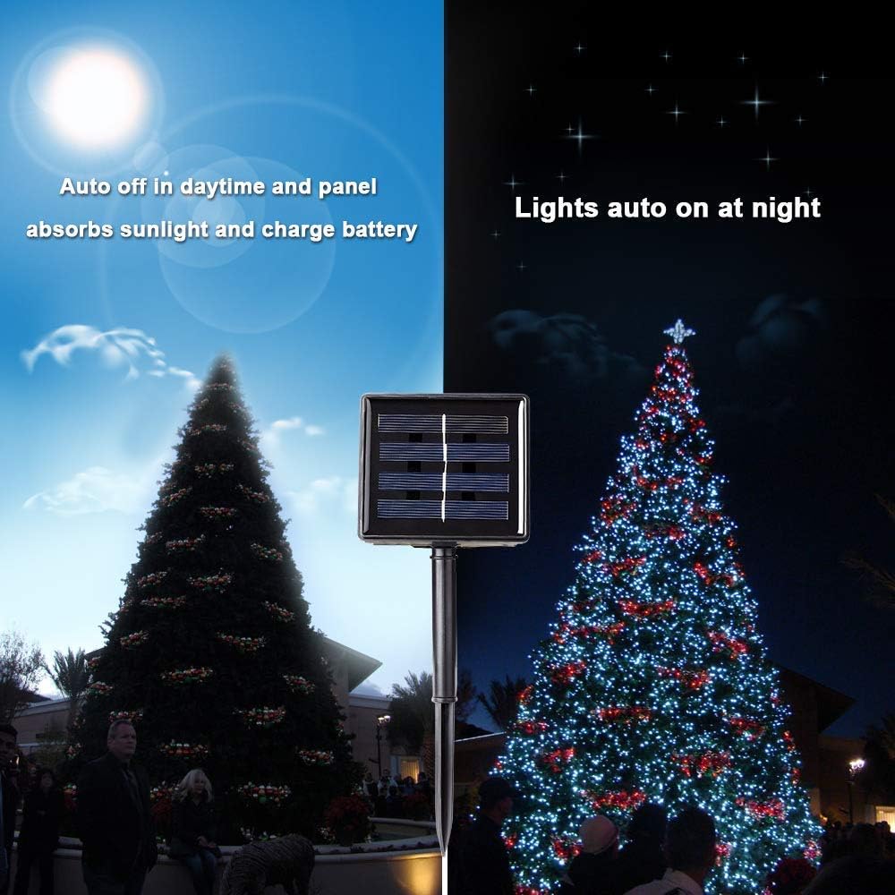 Toodour Solar Christmas Lights Outdoor, 2 Packs Total 144ft 400 LED Solar String Lights with 8