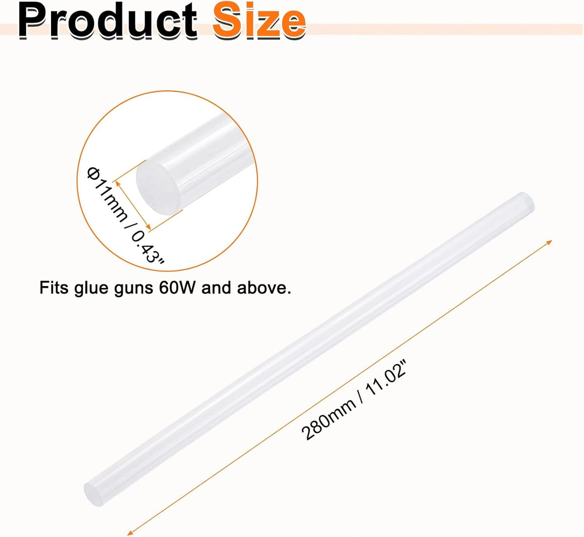 HARFINGTON 10pcs Hot Glue Sticks 0.43" Dia x 11.02" Long EVA Mini Hot Melt Adhesive Glue Stick for