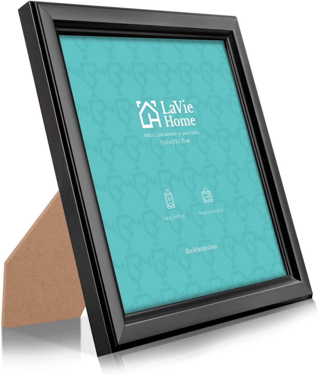 LaVie Home 5x5 Picture Frames (12 Pack, Black) Simple Designed Photo Frame with High Definition
