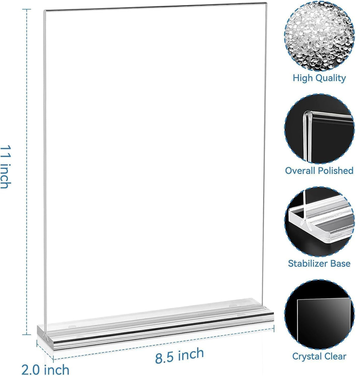 EHWINE Acrylic Sign Holder 8.5 x 11, 10 Pack Double-Sided Stand up Table Top Sign Holders, Clear
