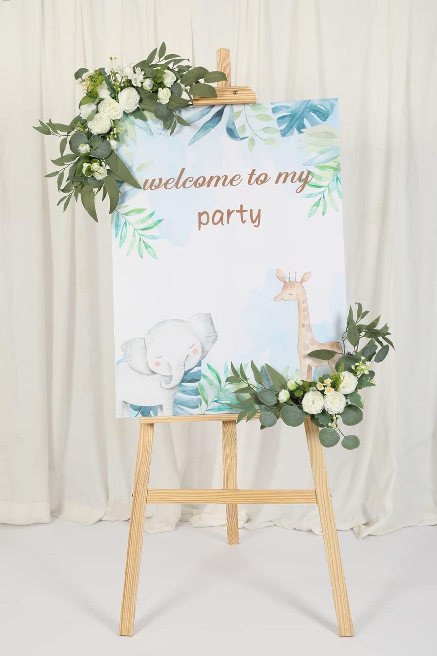 H&W 2pcs Artificial Wedding Arch Flowers for Wedding Sign, Floral Swag Dusty Decor for Reception