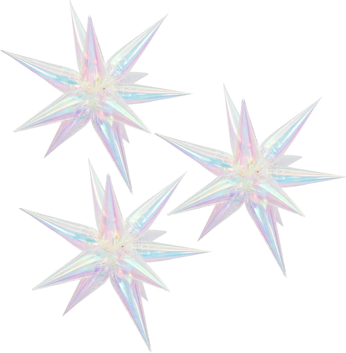 3pcs 26inch 3D iridescent Laser transparency(colorful) Explosion Star foil balloon, iridescent