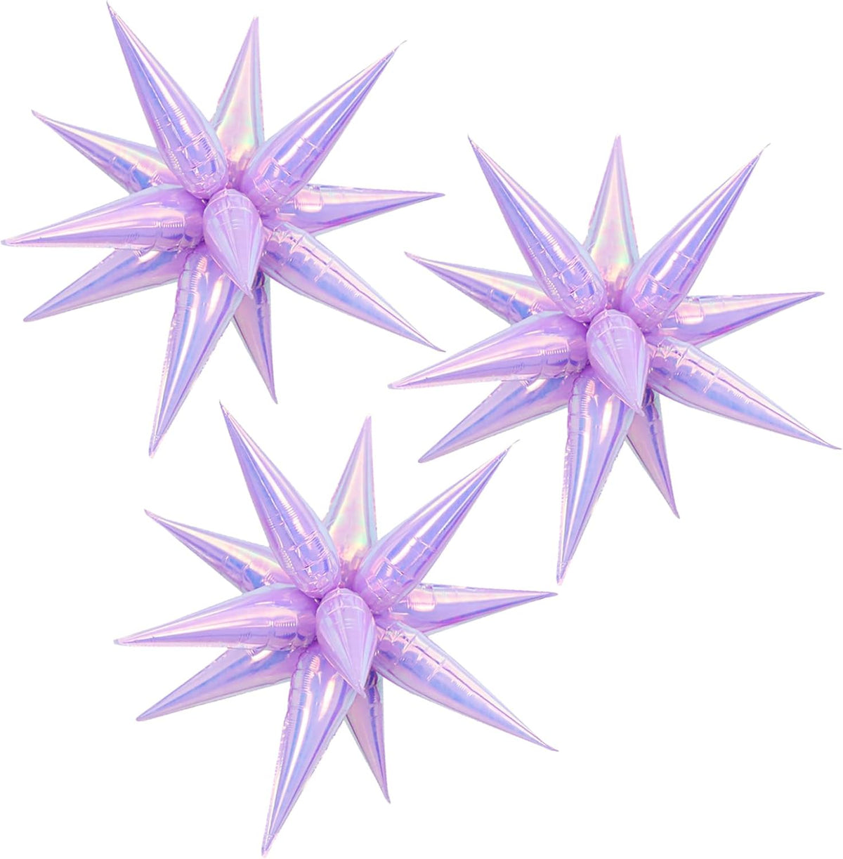 3pcs 26inch 3D iridescent macaron purple Explosion Star foil balloon, colorful macaron purple Foil