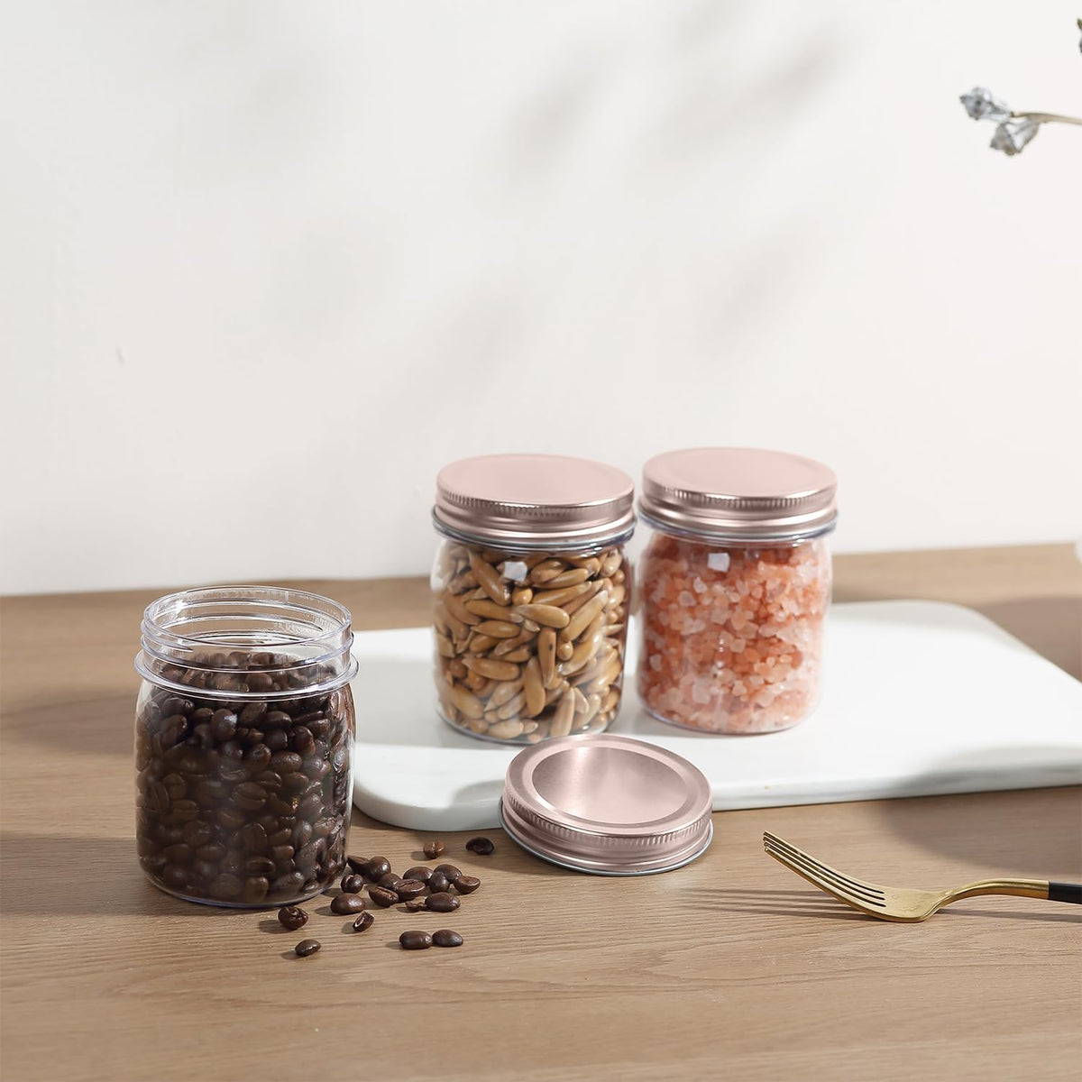 novelinks 8 oz Clear Plastic Jars with Screw-On Lids - BPA-Free Refillable Storage Containers for