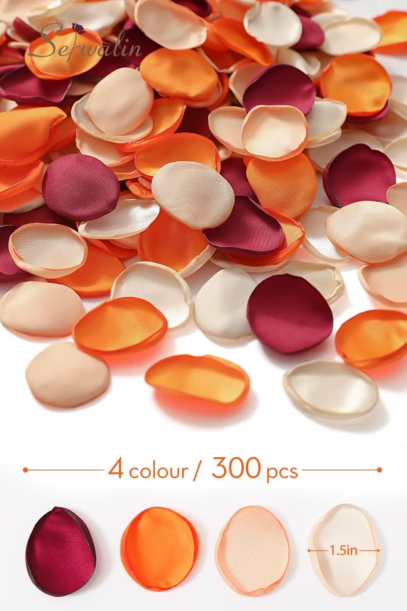 Serwalin 300Pcs Silk Rose Petals Flower Petals for Weddings Burgundy Gold White Petals Fake Orange