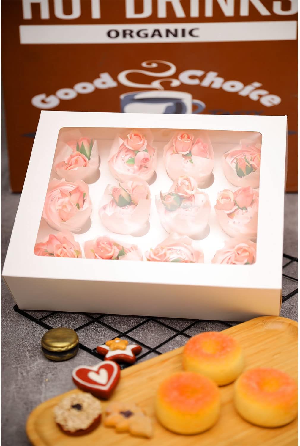 Bakepacker Auto-pop up 12 Cupcake Containers 6-Packs White Cupcakes Carrier, 12 Cupcake Boxes with